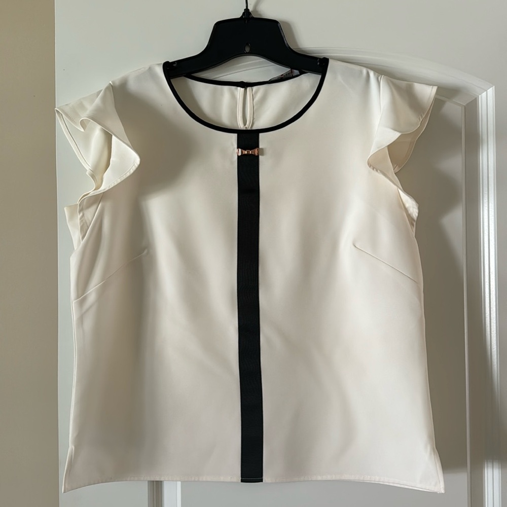 Cream with black accent and rose gold bow top